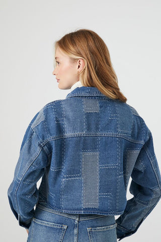 Jacket Denim Corta con Patchwork