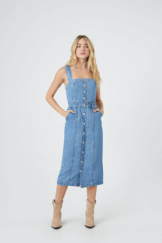 Vestido Midi Denim con Botones en el Frente