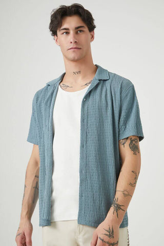 Camisa Texturizada con Cuello Cubano