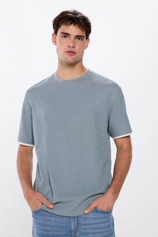 Camiseta Manga Corta Cuello con Contraste