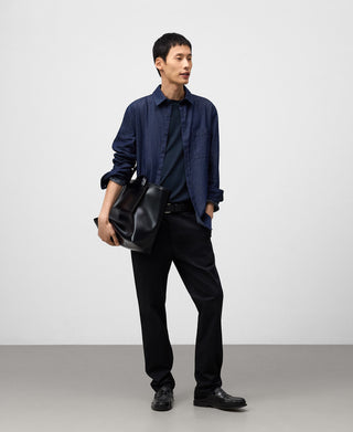 Camisa Denim Manga Larga con Bolsillos