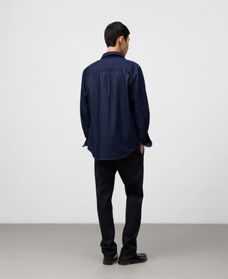 Camisa Denim Manga Larga con Bolsillos