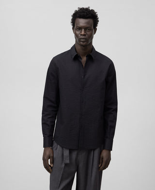 Camisa Manga Larga con Logo Bordado de Algodón