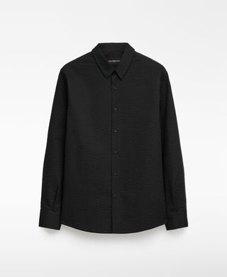 Camisa Manga Larga con Logo Bordado de Algodón