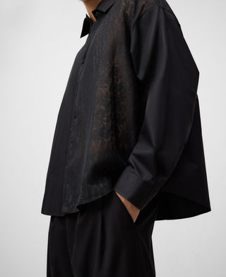 Camisa Oversize Manga Larga con Detalle Encaje