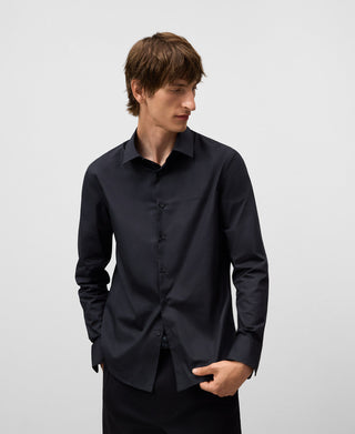 Camisa Slim Fit con Logo Bordado de Algodón