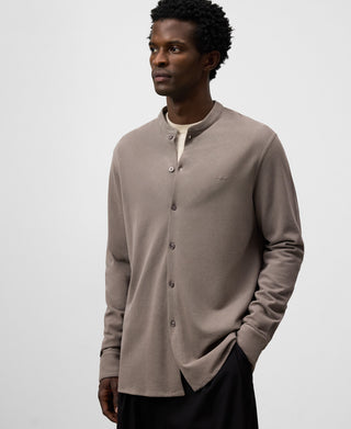 Camisa Manga Larga Cuello Mao de Algodón