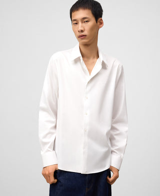 Camisa Manga Larga con Logo Bordado de Algodón