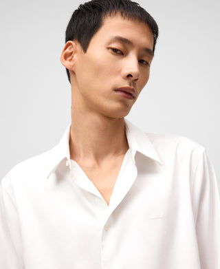 Camisa Manga Larga con Logo Bordado de Algodón