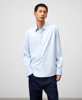 Camisa Manga Larga con Logo Bordado de Algodón