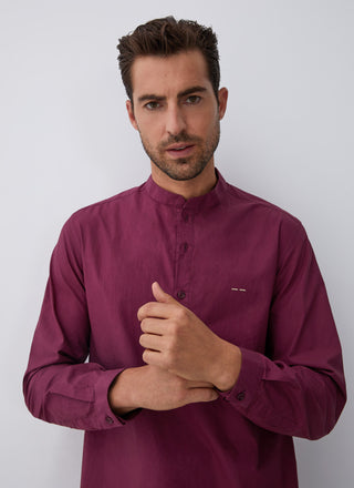 Camisa Manga Larga con Cuello Mao