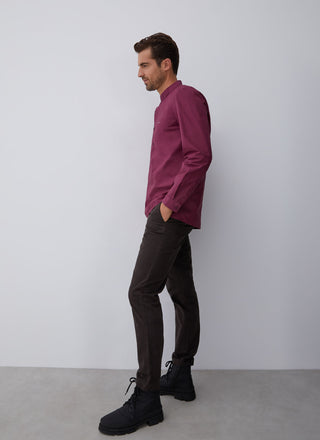 Camisa Manga Larga con Cuello Mao