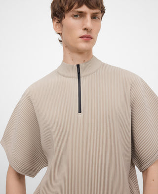 Camisa Manga Corta con Cremallera Efecto Arrugado