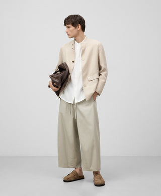 Camisa Manga Corta Cuello Mao con Bolsillos