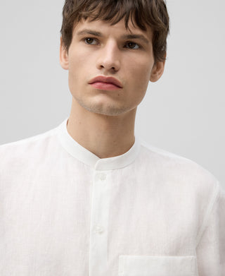 Camisa Manga Corta Cuello Mao con Bolsillos