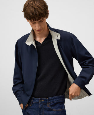 Chaqueta Reversible Cuello Alto con Bolsillos