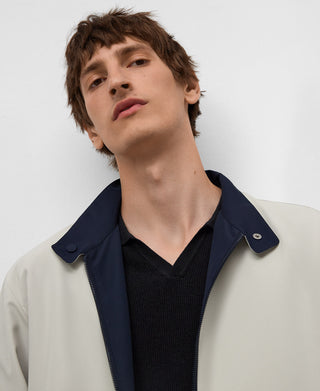 Chaqueta Reversible Cuello Alto con Bolsillos