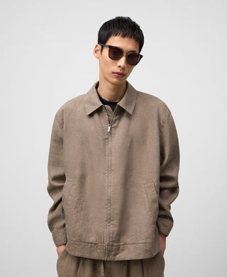 Chaqueta Cuello Solapa con Bolsillos de Lino