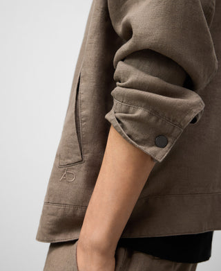 Chaqueta Cuello Solapa con Bolsillos de Lino