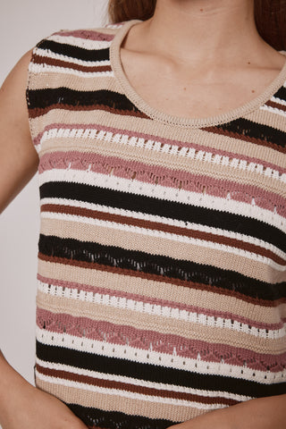 Camiseta sin Mangas con Estampado Rayas