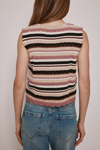 Camiseta sin Mangas con Estampado Rayas