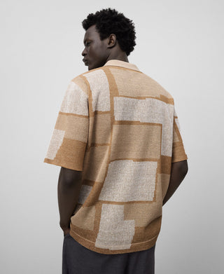 Camisa Manga Corta con Estampado de Lino