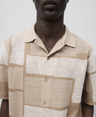 Camisa Manga Corta con Estampado de Lino