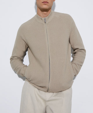 Chaqueta Bomber con Detalle Acanalados