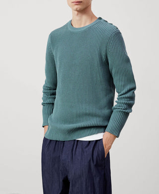 Sudadera de Punto Acanalado con Cuello Redondo