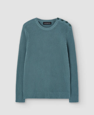 Sudadera de Punto Acanalado con Cuello Redondo