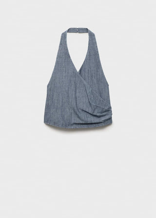 Blusa Denim Cruzada de Rayas.