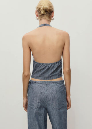 Blusa Denim Cruzada de Rayas.