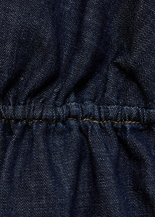 Blusa Denim con Escote Pico Lazo.