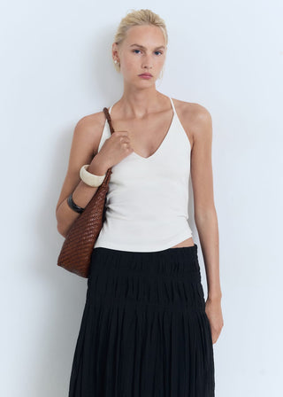 Blusa con Espalda Abierta de Algodón