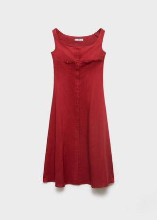 Vestido Cuello Barco con Botones