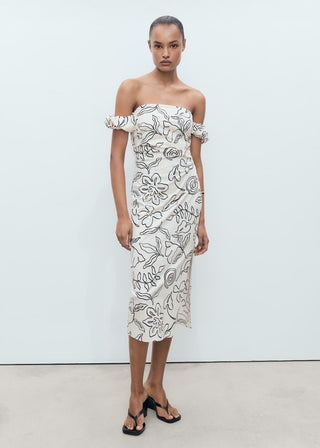 Vestido Floral Palabra de Honor con Estampado