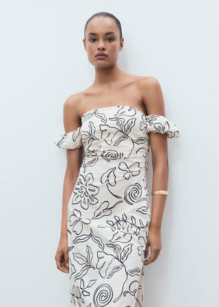 Vestido Floral Palabra de Honor con Estampado