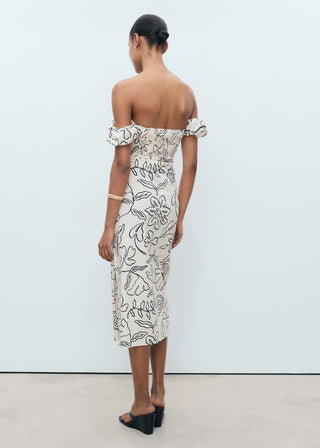 Vestido Floral Palabra de Honor con Estampado