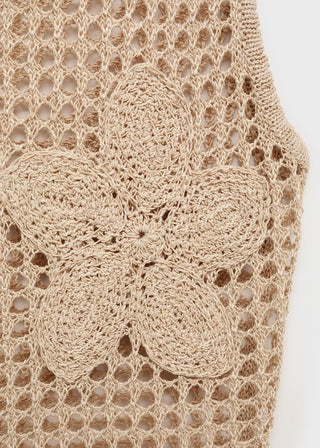 Camiseta de Crochet Bordado Floral