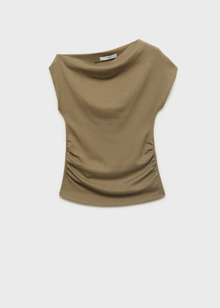 Camiseta Cuello Asimétrico de Algodón