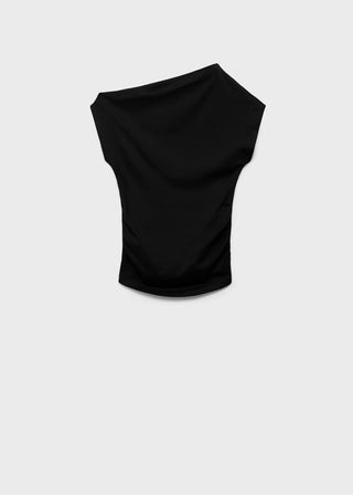 Camiseta Cuello Asimétrico de Algodón