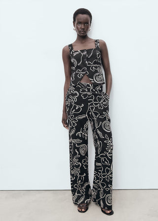 Pantalón Talle Medio con Estampado Floral