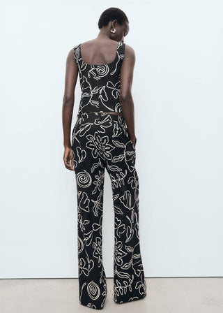 Pantalón Talle Medio con Estampado Floral