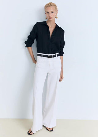 Jeans Wide Leg Talle Alto con Bolsillos