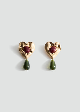 Aretes Largos de Resina Diseño Corazón