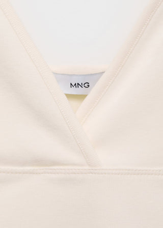 Blusa con Escote Pico de Algodón