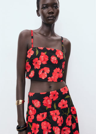 Blusa Crop con Estampado Floral
