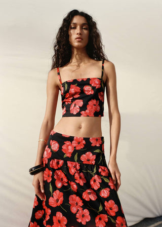 Blusa Crop con Estampado Floral