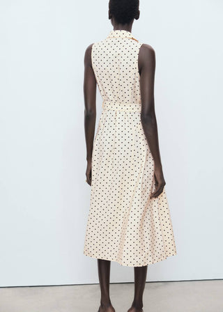 Vestido Camisero con Estampado de Puntos.