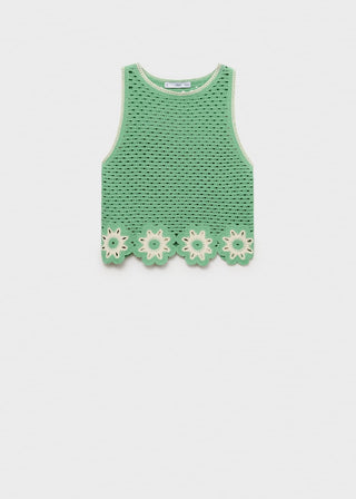 Blusa de Crochet con Detalle Floral